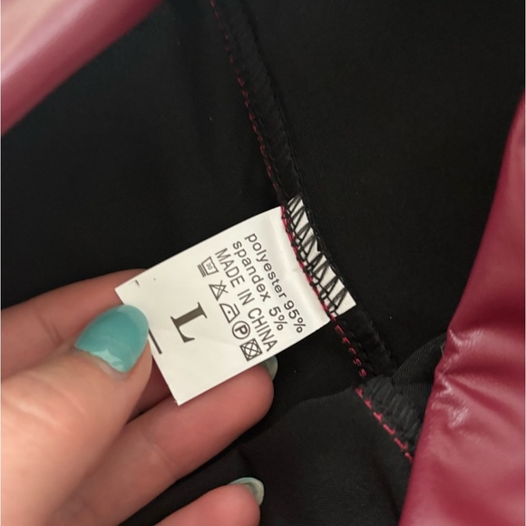 Faux Leather Maroon Skinny Leggings - Picture 5 of 7